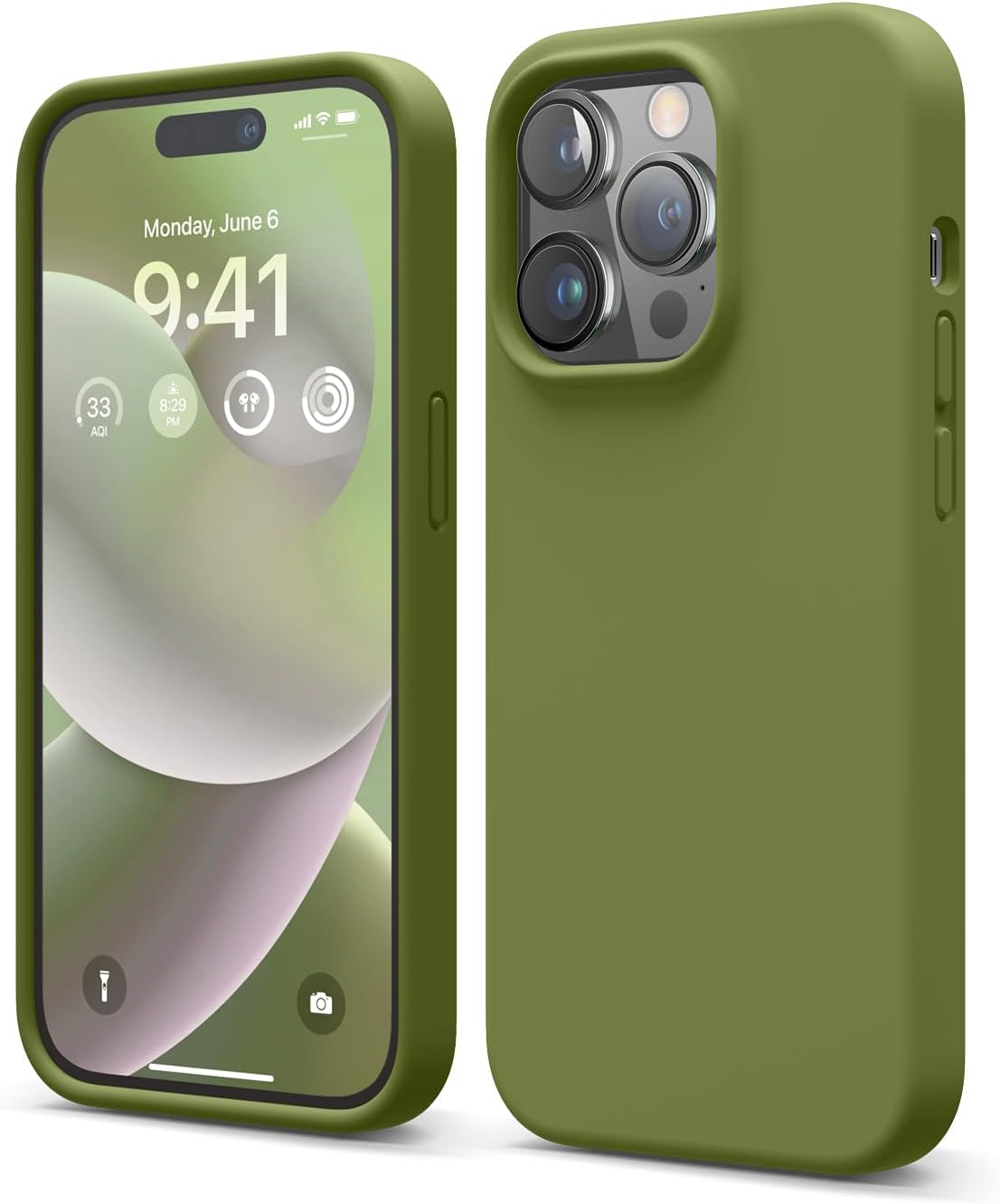 elago Compatible with iPhone 14 Pro Case, Liquid Silicone Case, Full Body Protective Cover, Shockproof, Slim Phone Case, Anti-Scratch Soft Microfiber Lining, 6.1 inch (Cedar Green)