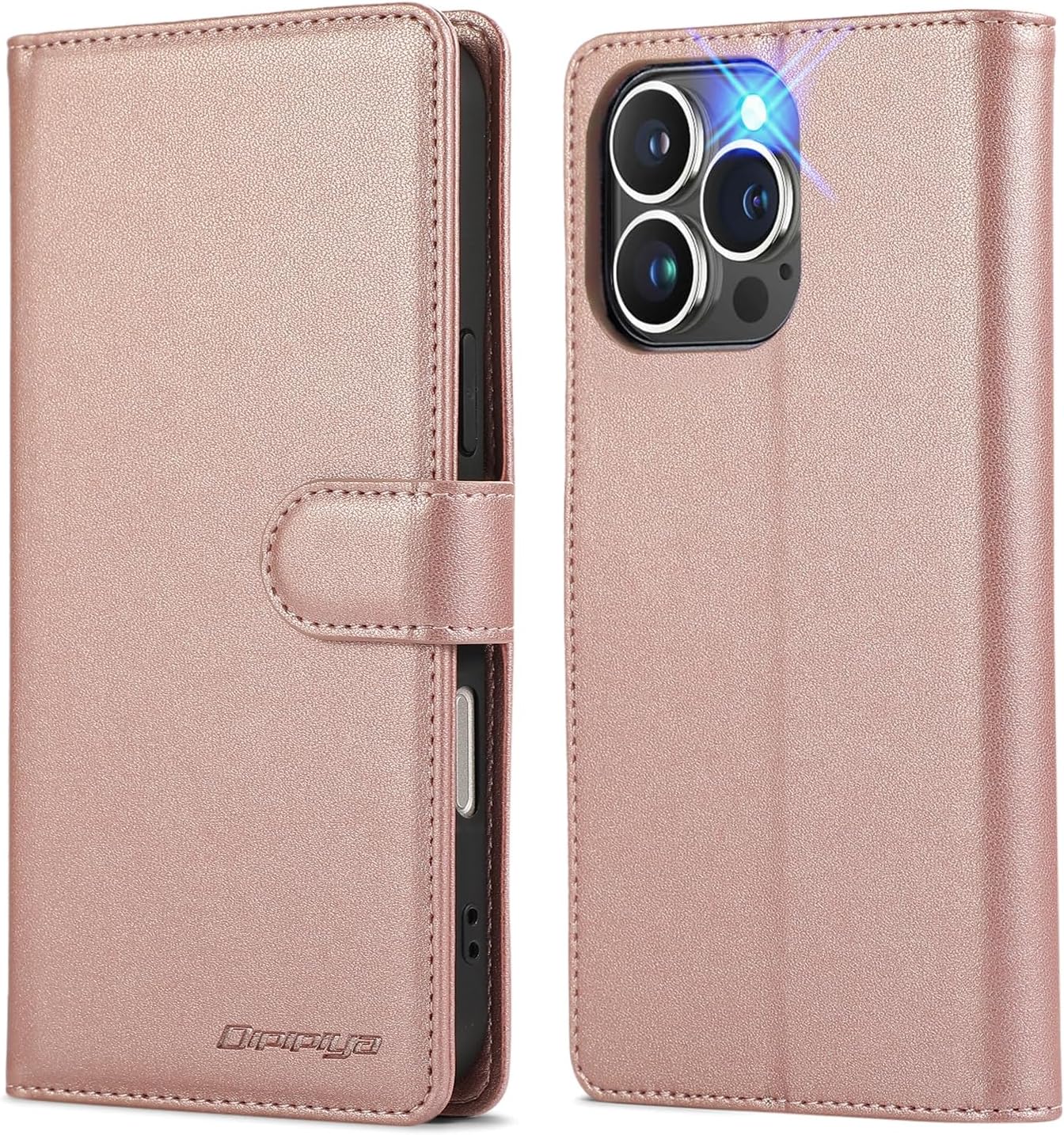 for iPhone 13 Pro Wallet case, PU Leather Magnetic flip Phone case, with Card Protection Cover and Card Holder [Shockproof TPU Inner Shell] Phone case 6.1-inch 2021, Rose Gold