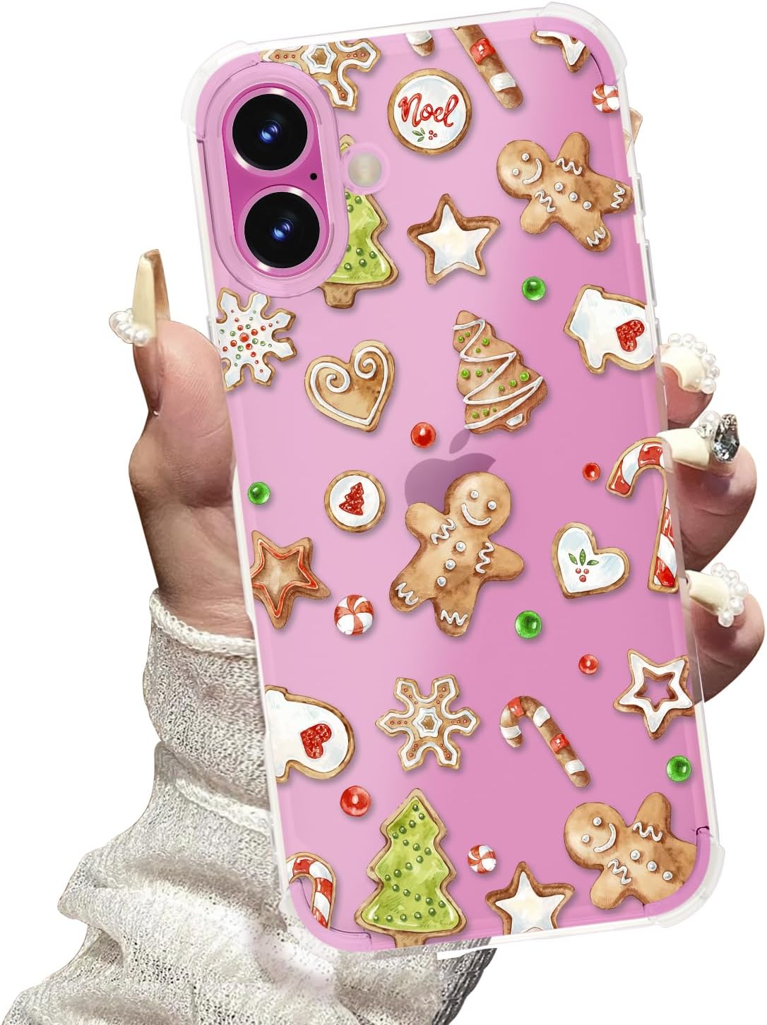 for iPhone 16 Case Christmas, Christmas Phone Case for iPhone 16 Clear Cute Merry Christmas Pattern Case for Women Men Girls Boys Girly Soft TPU Protective Cover, Gingerbread Man